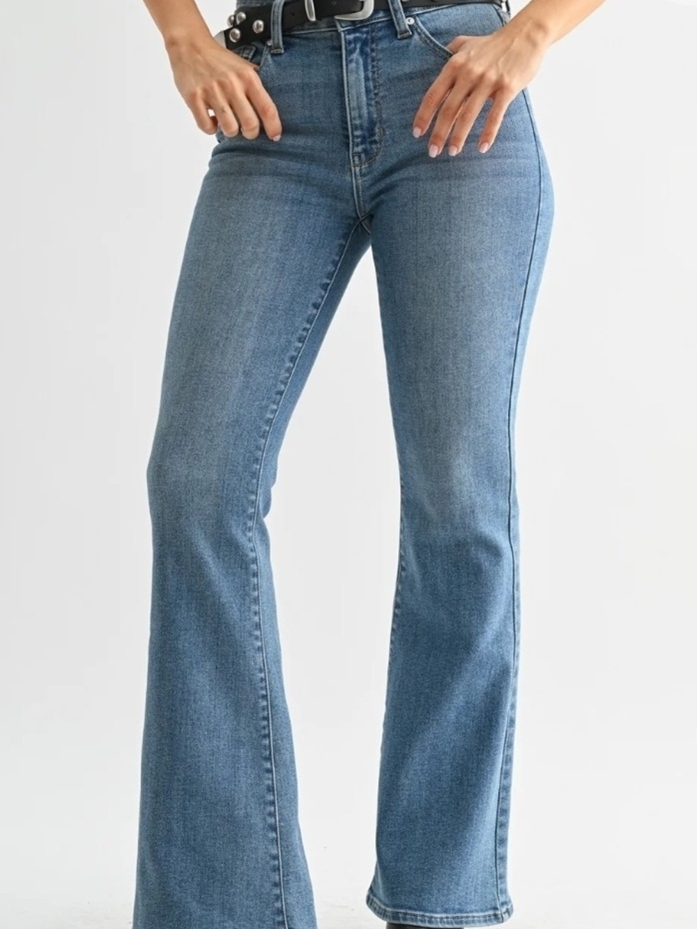JBD By Just Black Denim Classic Straight W Bootcut Hem Jeans Medium Wash  27